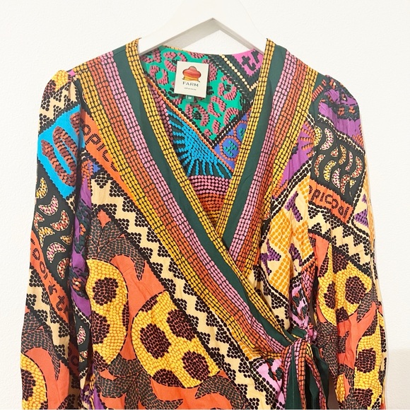 NEW Farm Rio Dotted Patch Scarf Wrap Dress Medium M - Picture 4 of 11